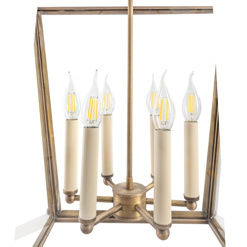 Duża mosiężna lampa wisząca klatka ANTIQUE