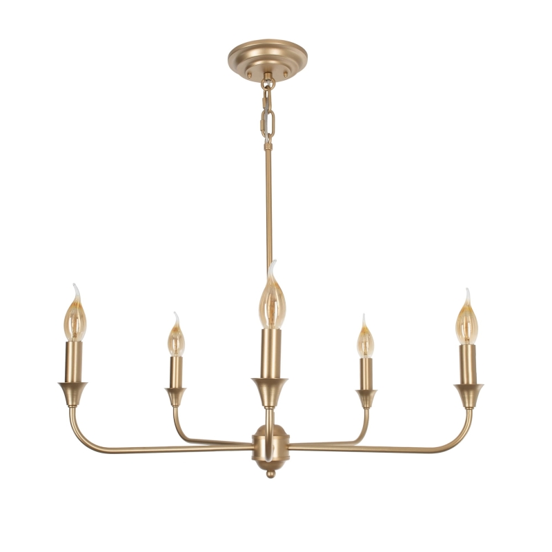 Złoty żyrandol z widocznymi żarówkami CHIC S