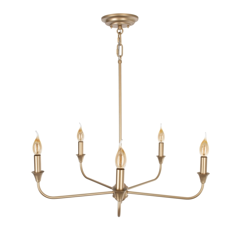 Złoty żyrandol z widocznymi żarówkami CHIC S