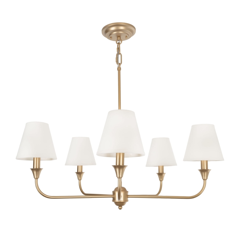 Złoty żyrandol z białymi abażurami na żarówkę CHIC S