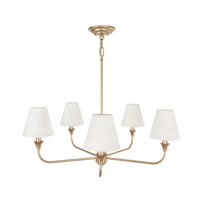 Złoty żyrandol z białymi abażurami na żarówkę CHIC S