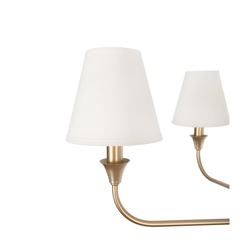 Złoty żyrandol z białymi abażurami na żarówkę CHIC S