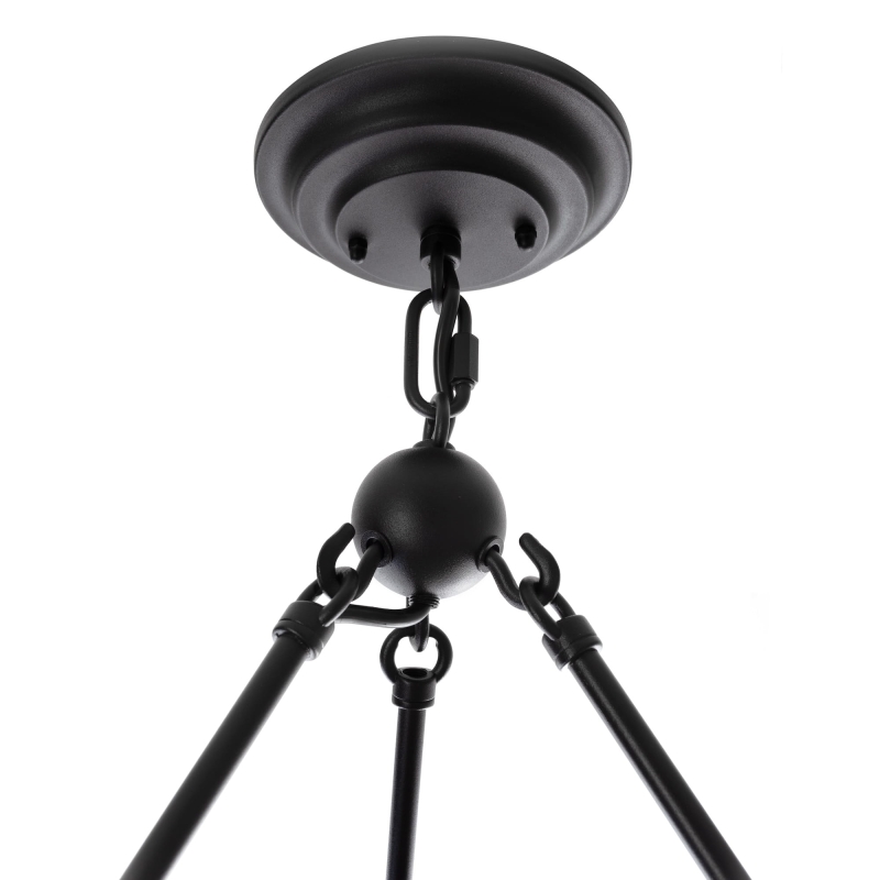 Okrągły żyrandol metalowy czarny z 10 punktami świetlnymi.