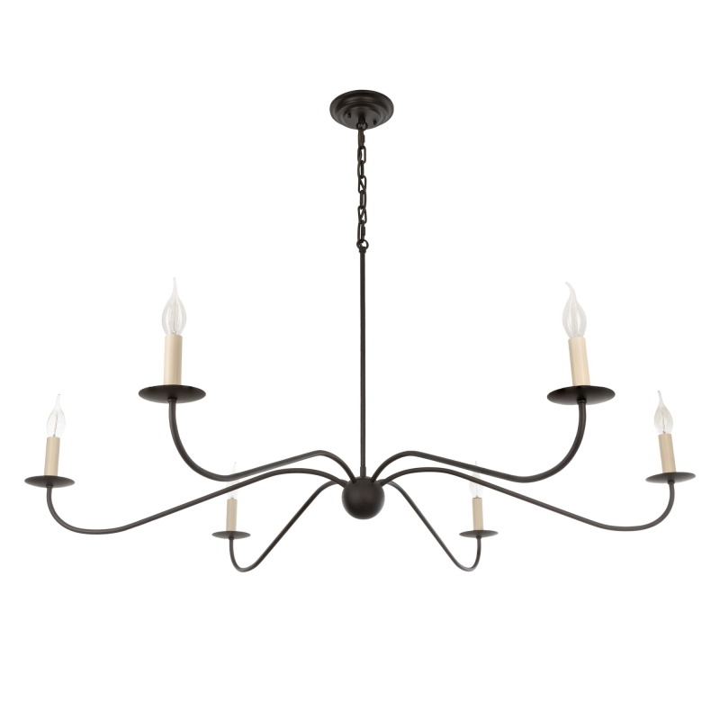 Czarny żyrandol z oprawkami w kształcie świeczek ELEGANT.
