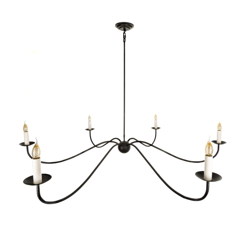 Duży czarny żyrandol z oprawkami w kształcie świec ELEGANT 160 cm.