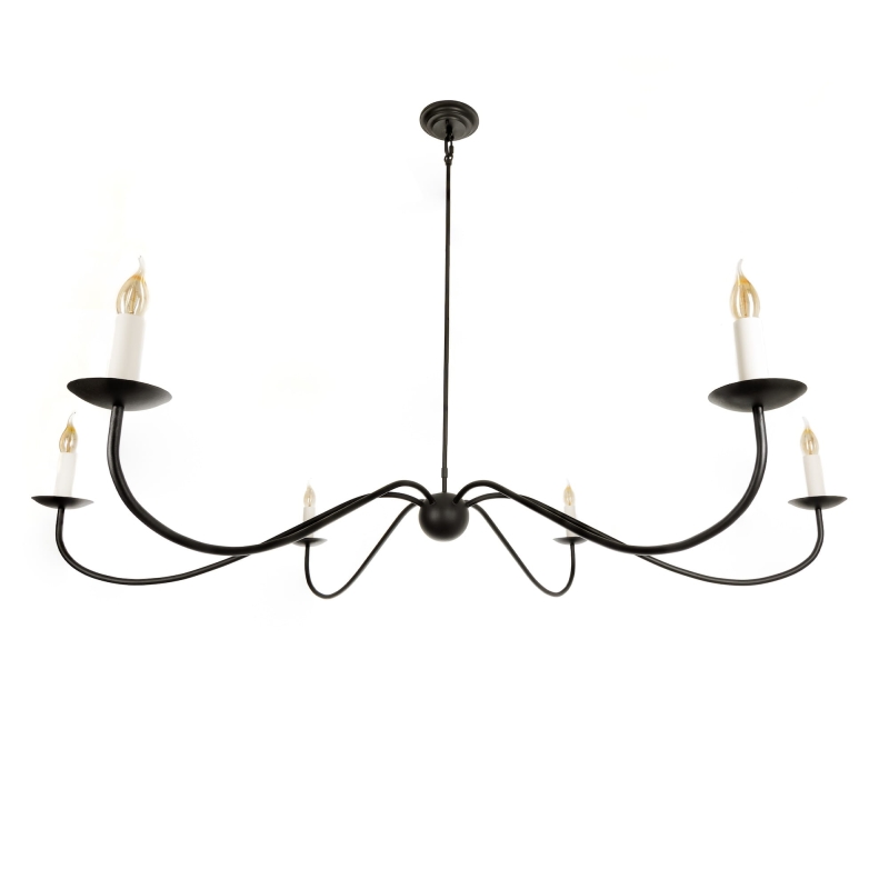 Duży czarny żyrandol z oprawkami w kształcie świec ELEGANT 160 cm.