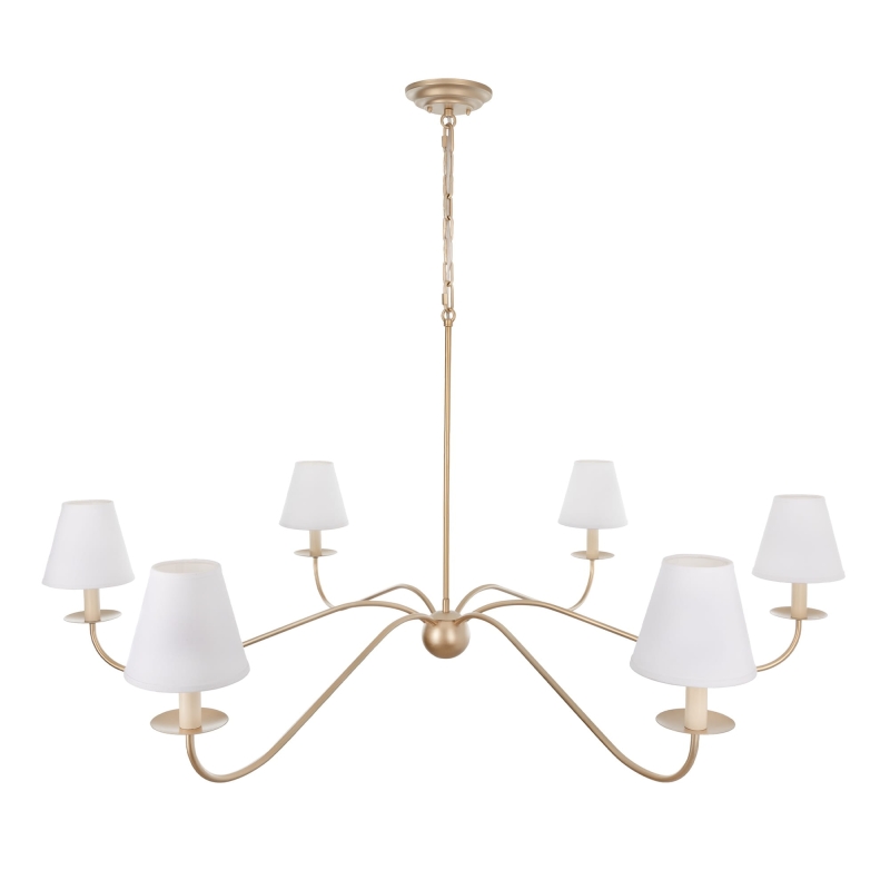 Elegancki złoty żyrandol z białymi abażurami ELEGANT.