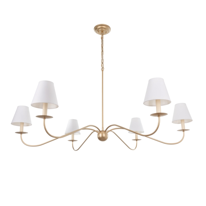 Elegancki złoty żyrandol z białymi abażurami ELEGANT.