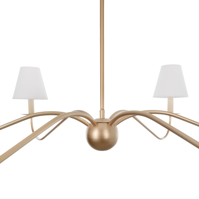 Elegancki złoty żyrandol z białymi abażurami ELEGANT.