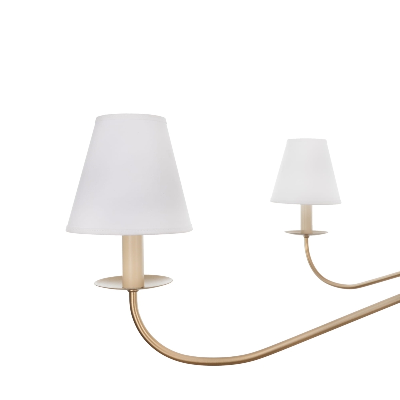 Elegancki złoty żyrandol z białymi abażurami ELEGANT.