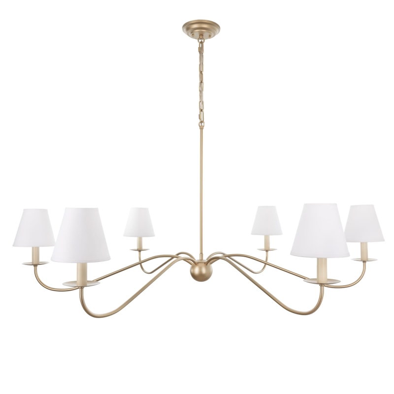 Elegancki złoty żyrandol z białymi abażurami ELEGANT.