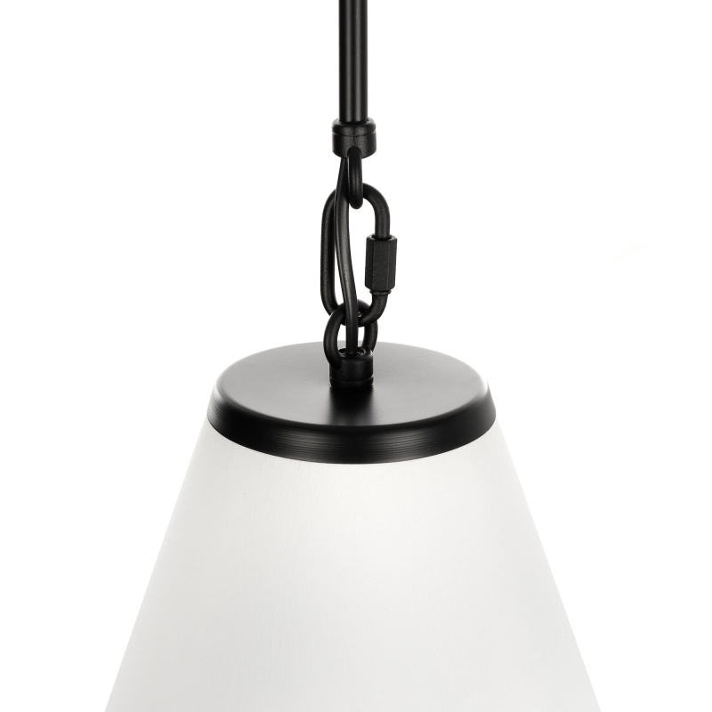 Pojedyncza czarna metalowa lampa wisząca z białym abażurem SOLO S