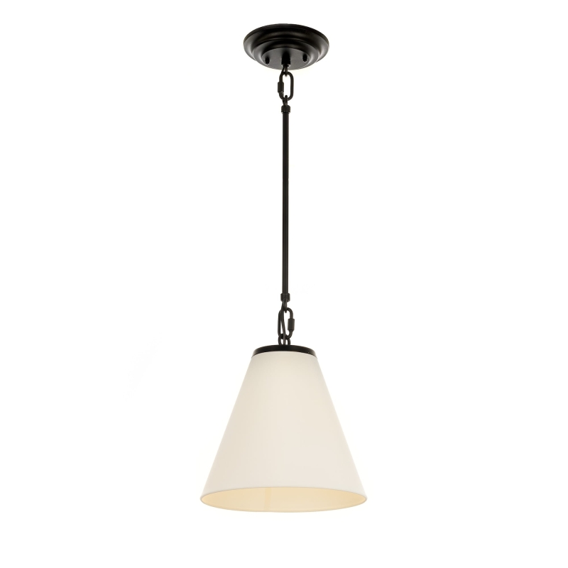 Pojedyncza czarna metalowa lampa wisząca z białym abażurem SOLO S