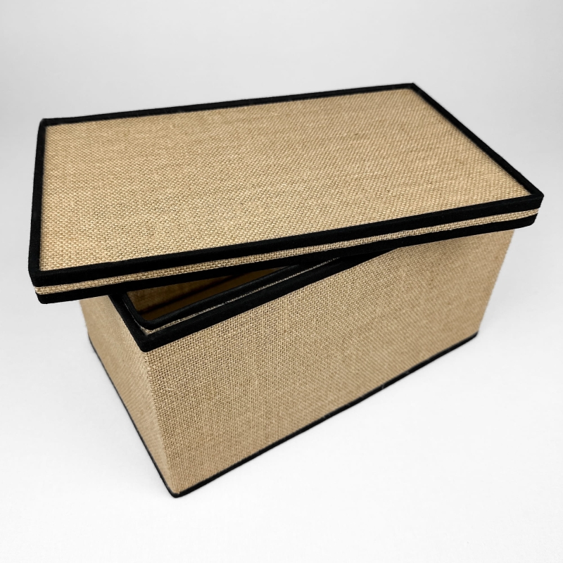 Duży jutowy pojemnik z pokrywką IRMA II 30x18 cm