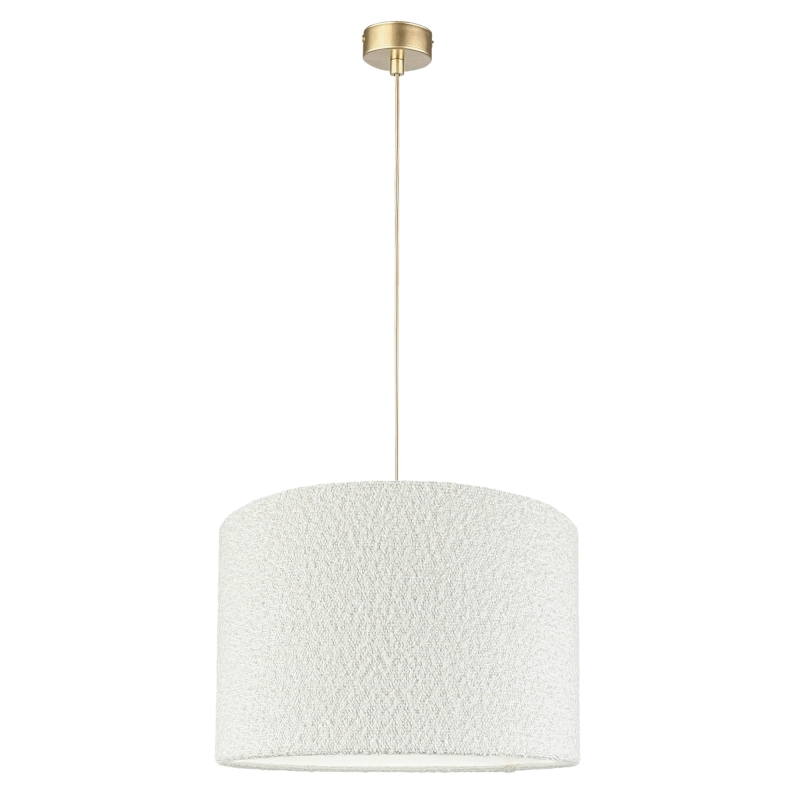 Biała lampa wisząca z abażurem bouclé NEBIA I.