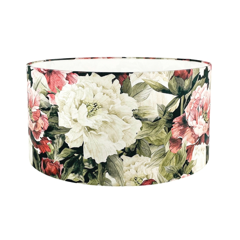 Kolorowy abażur w kwiaty piwonii walec 45 cm NANA.