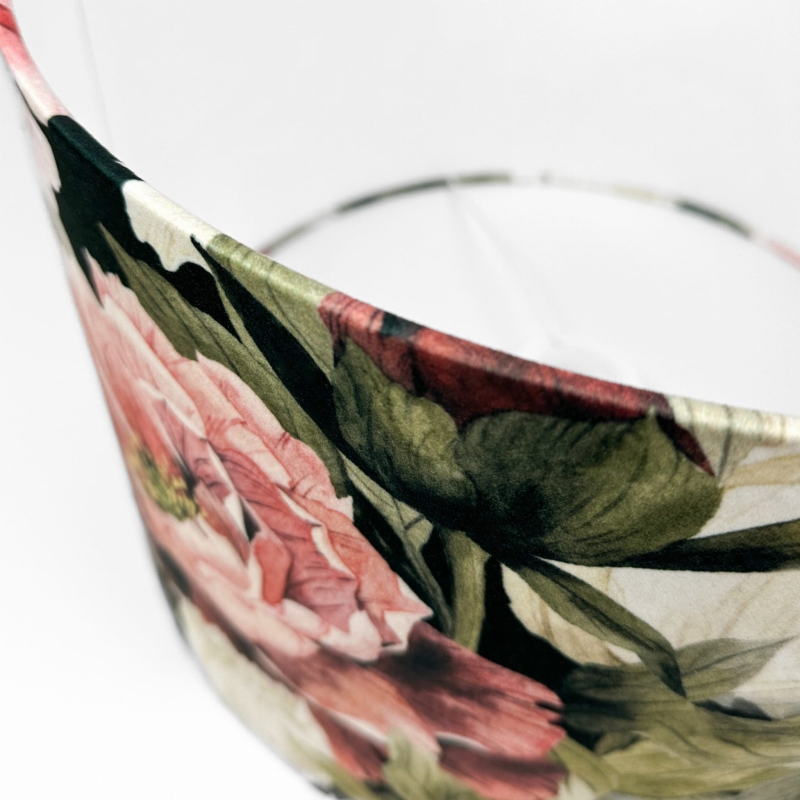 Kolorowy abażur w kwiaty piwonii walec 45 cm NANA - detal.
