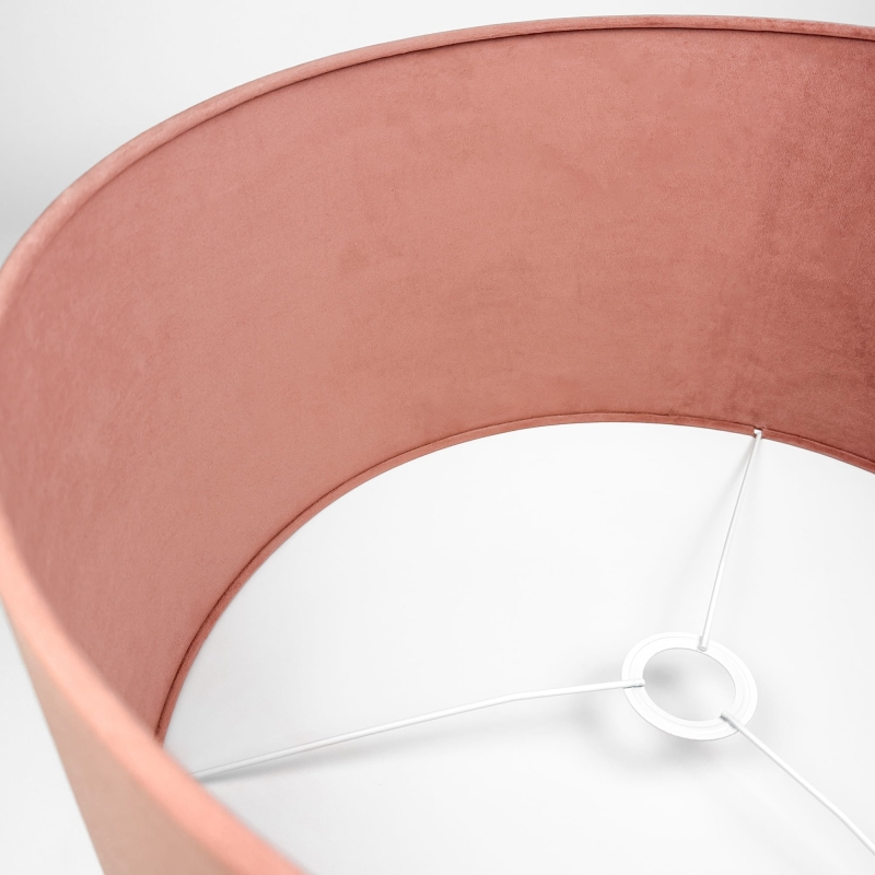 Welurowy abażur brudny róż BASE - abażur walec 38 cm - detal.