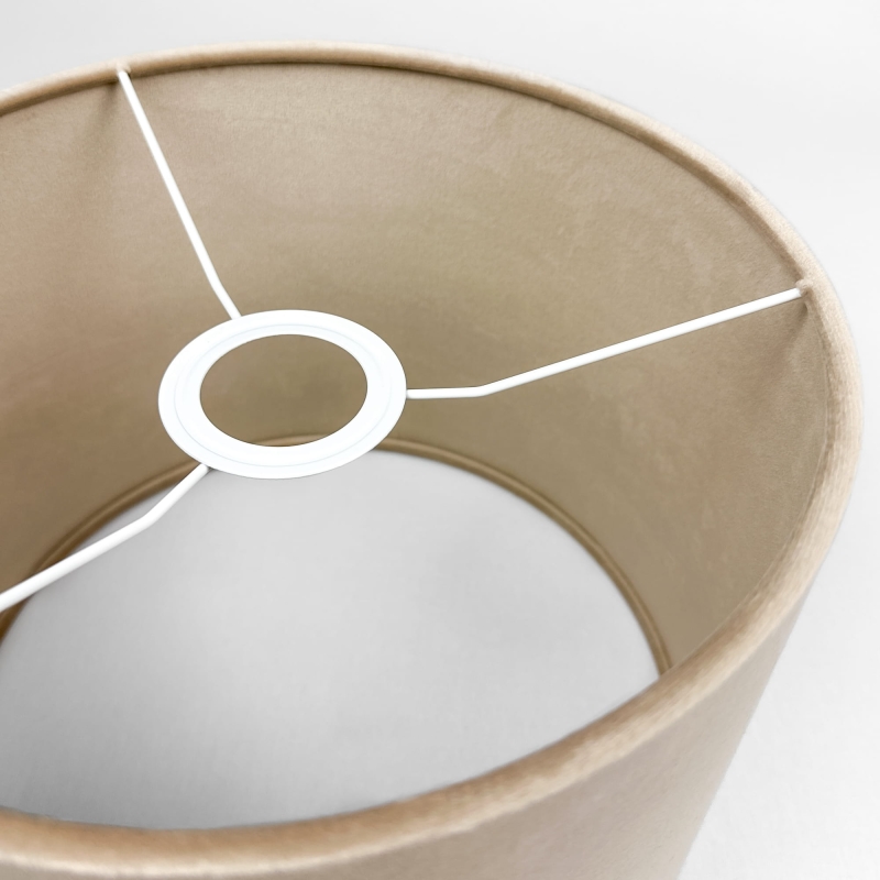 Mały beżowy abażur welurowy BASE VELVET - walec 25 cm - detal.