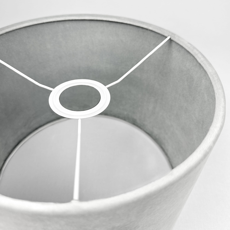 Jasnoszary abażur welurowy walec 25 cm BASE VELVET - detal