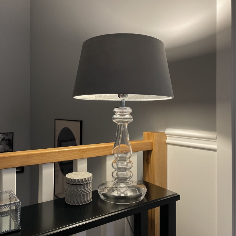 Szary abażur welurowy stożek 35 cm BASE VELVET - aranżacja