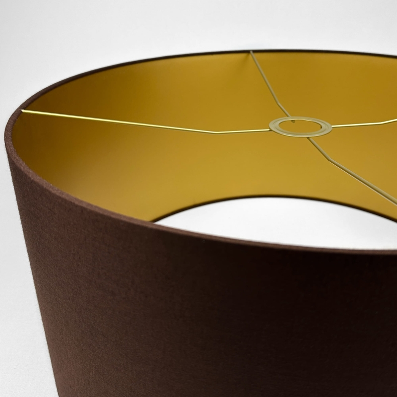 Duży brązowo-złoty abażur SOFIA - walec 50 cm - detal