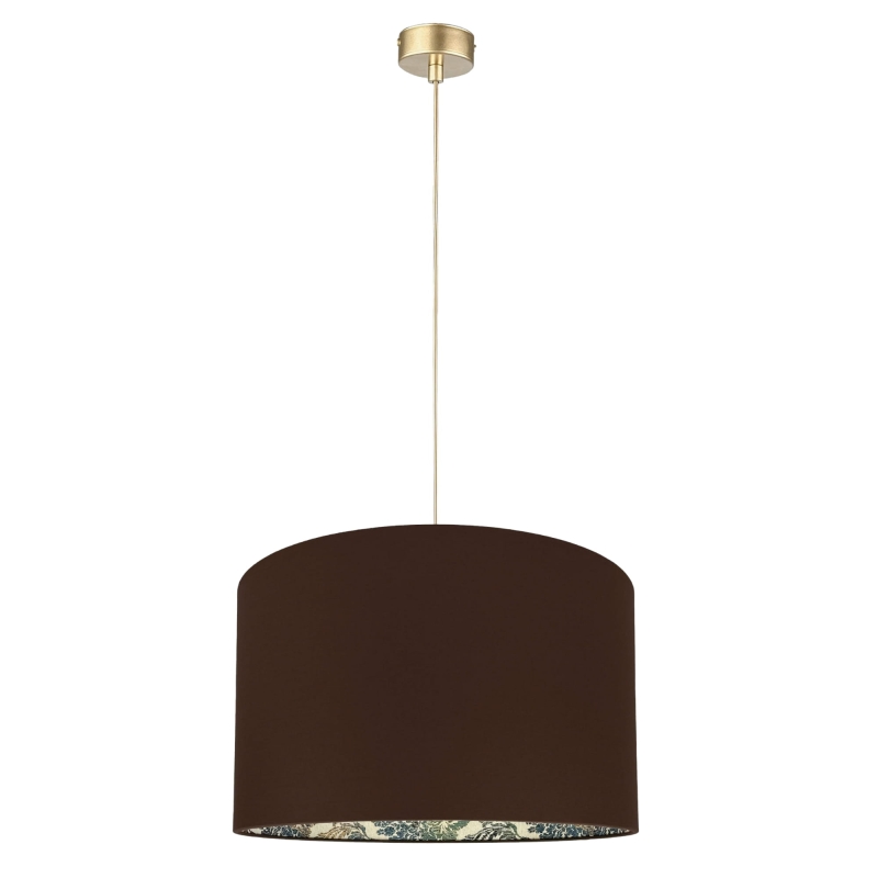 Brązowa lampa wisząca ze wzorzystym abażurem FARMHOUSE II M
