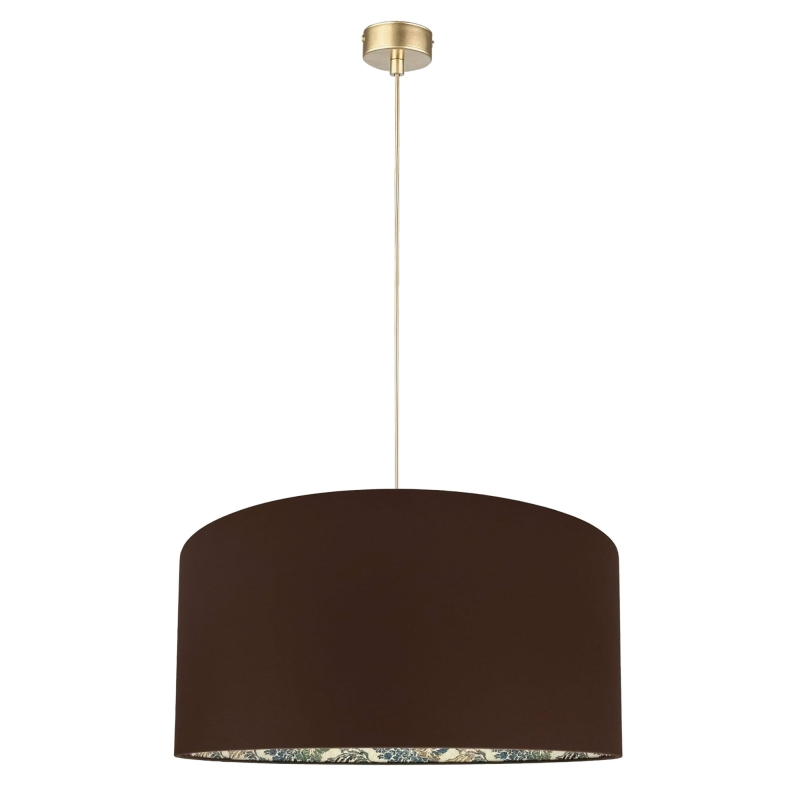 Brązowa lampa wisząca ze wzorzystym abażurem FARMHOUSE II L