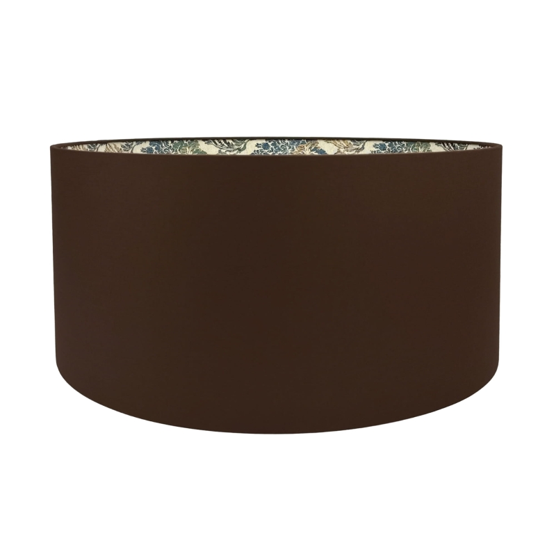 Brązowy abażur z wzorzystym wnętrzem FARMHOUSE II - walec 50 cm