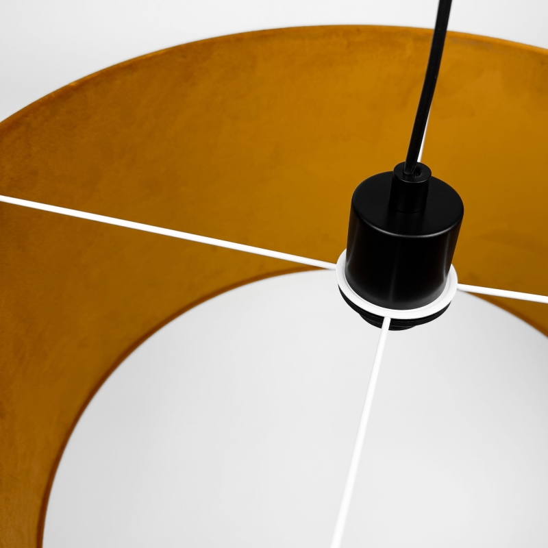 Miodowa lampa z abażurem z czarną tasiemką RUSTO - detal