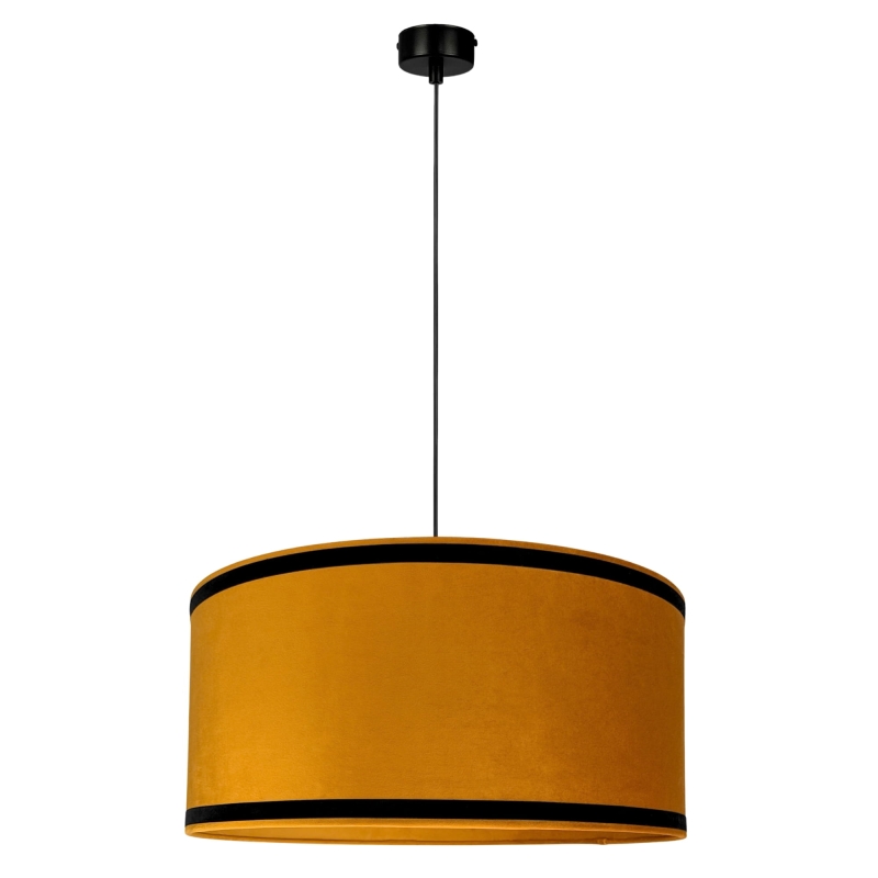 Miodowa lampa z abażurem z czarną tasiemką RUSTO