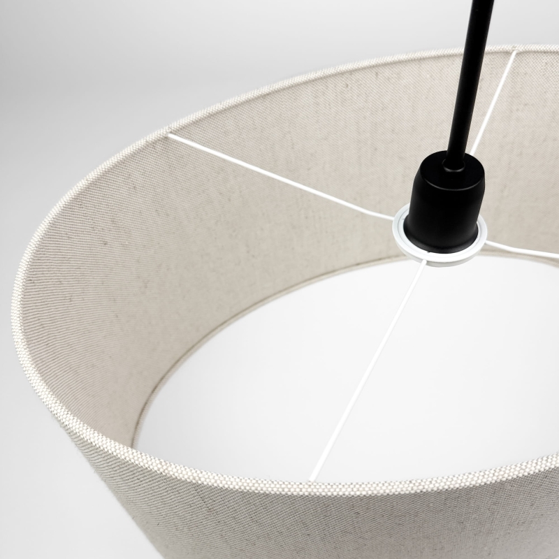 Lampa wisząca na łańcuchu z lnianym abażurem SILIA BLACK III len - detal