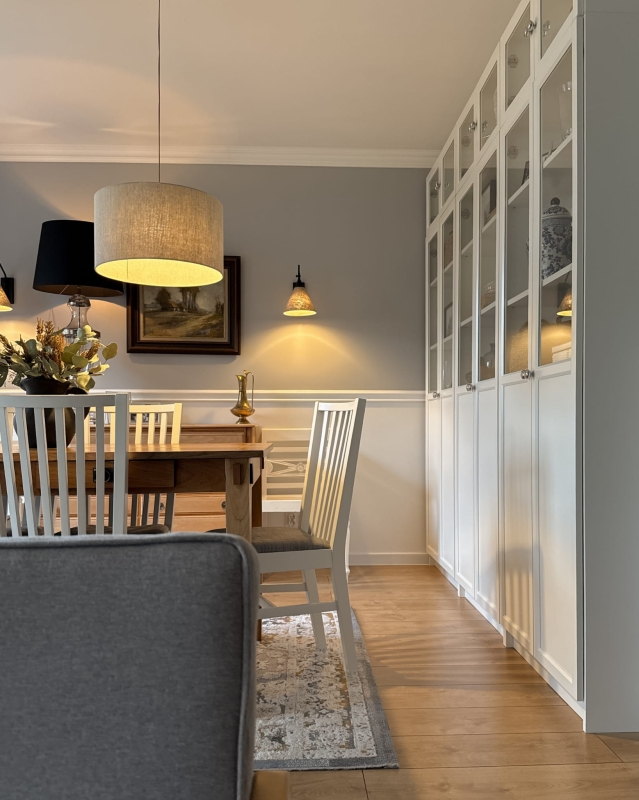 Lniana lampa wisząca z abażurem LINO I - aranżacja