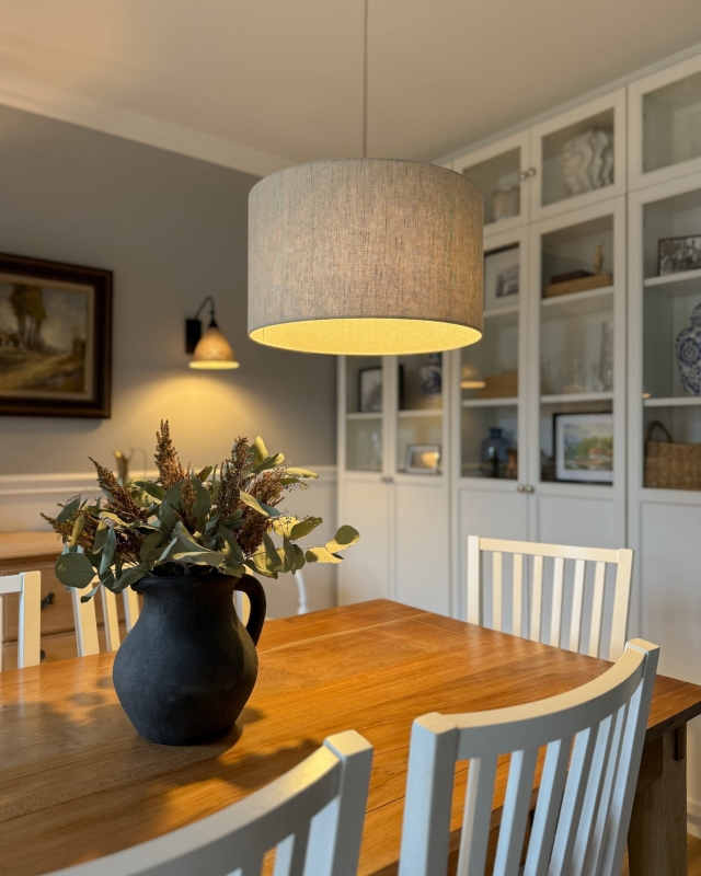 Lniana lampa wisząca z abażurem LINO I - aranżacja