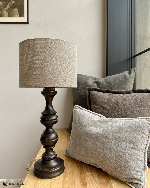 Lniany abażur do lampki nocnej walec 25 cm ILIA - aranżacja