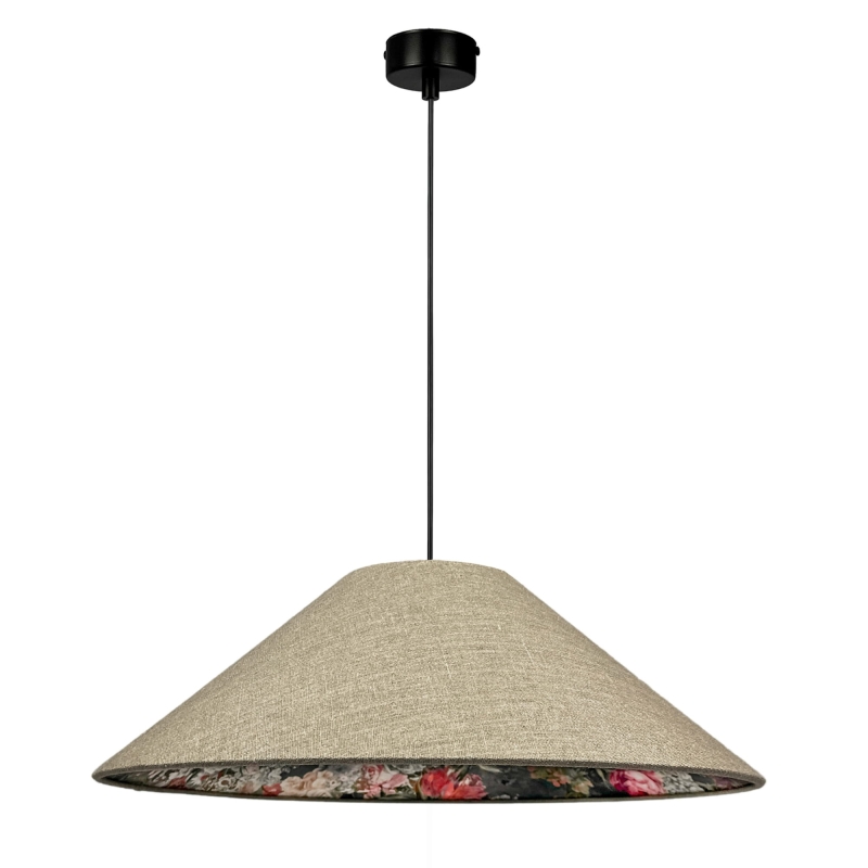 Lniana lampa wisząca w kwiaty wewnątrz AURA III