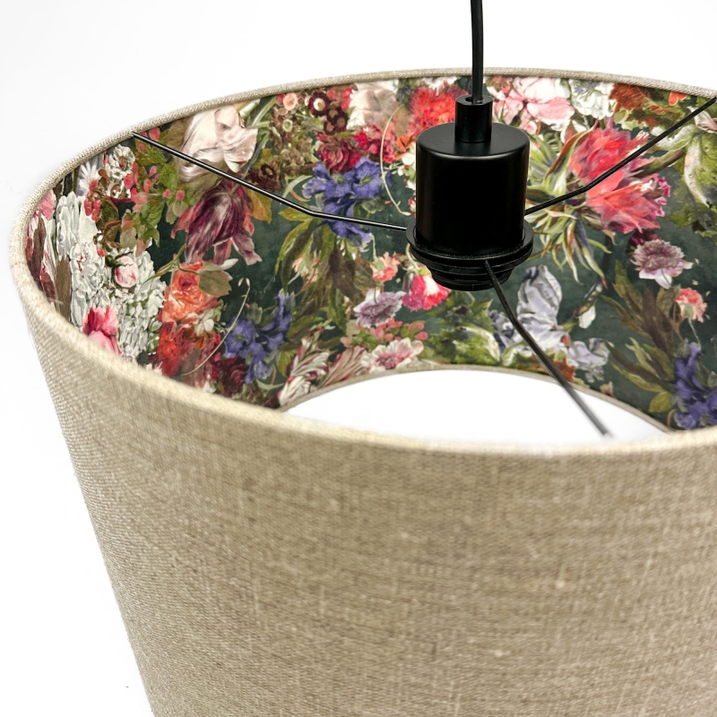 Lniana lampa wisząca w kwiaty wewnątrz AURA I - detal
