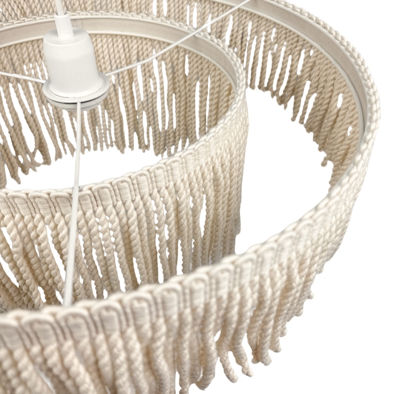 Kremowa sznurkowa lampa wisząca boho MIRA - detal