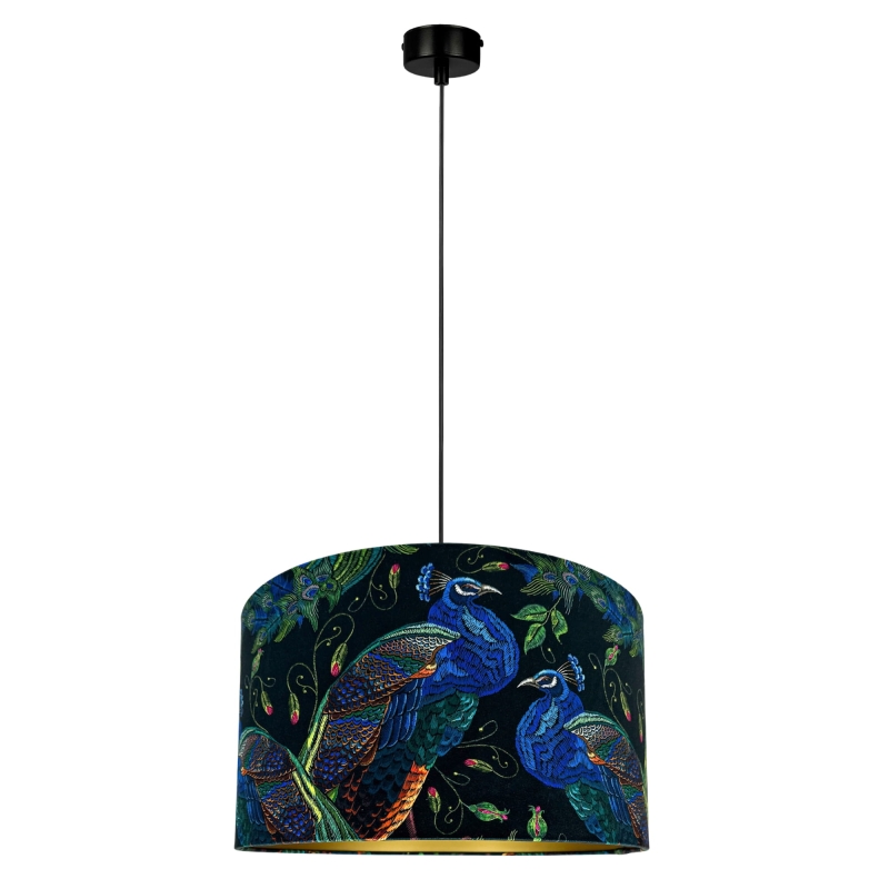Czarno-złota lampa wisząca w pawie PAVA GOLD I