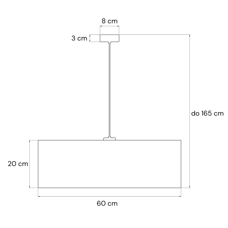 Duża biała lampa wisząca z białą blendą z pergaminu BASE III - rysunek