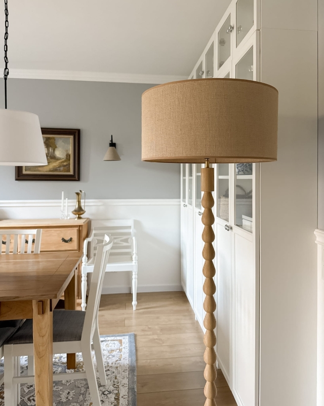 Beżowy abażur z juty walec 50 cm TELA - aranżacja