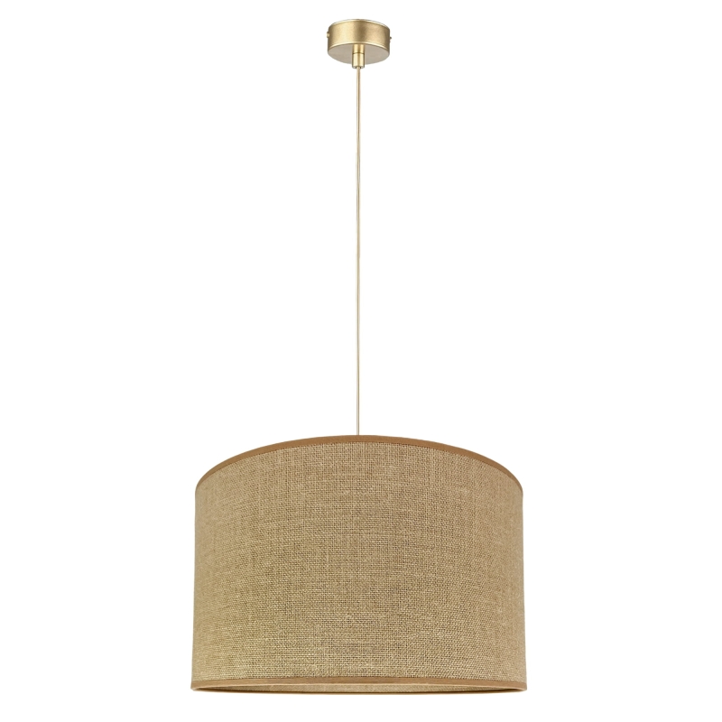 Beżowa lampa jutowa ze złotym zawieszeniem TELA I
