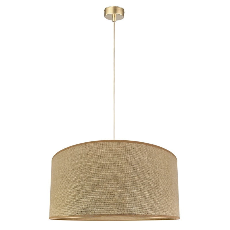 Beżowa lampa jutowa ze złotym zawieszeniem TELA II