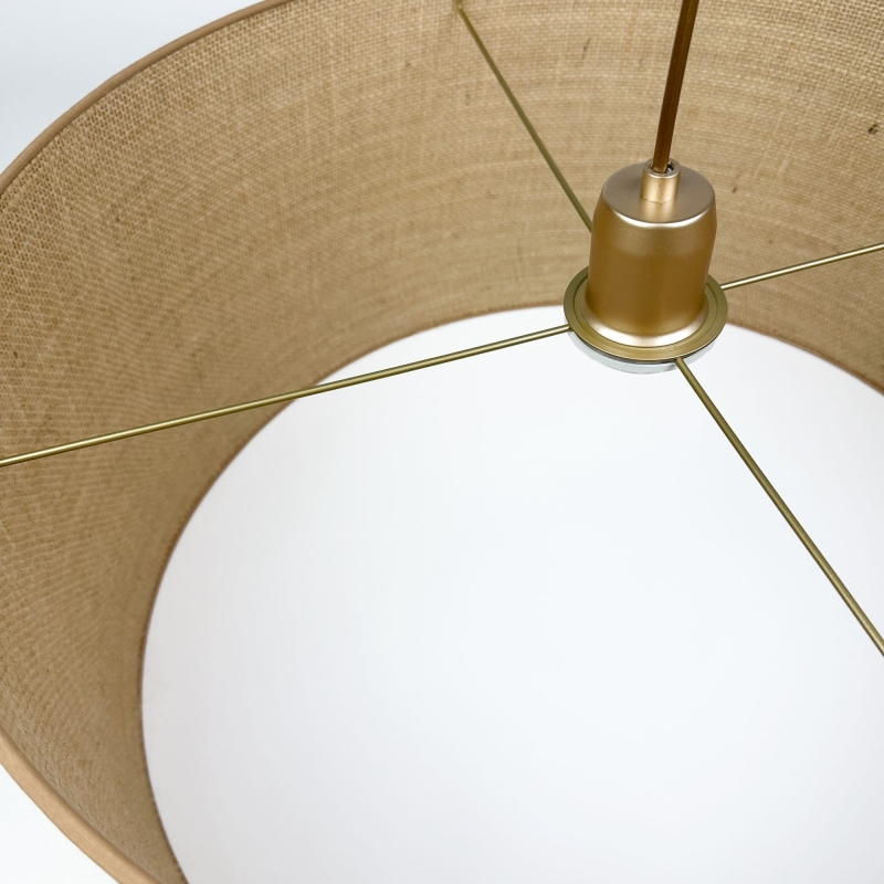Beżowa lampa jutowa ze złotym zawieszeniem TELA II - detal