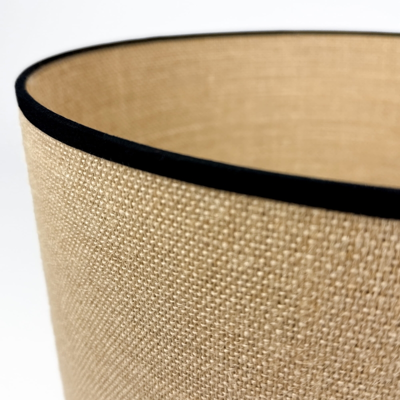 Jutowy abażur z czarną lamówką walec 25 cm TELA BLACK - detal