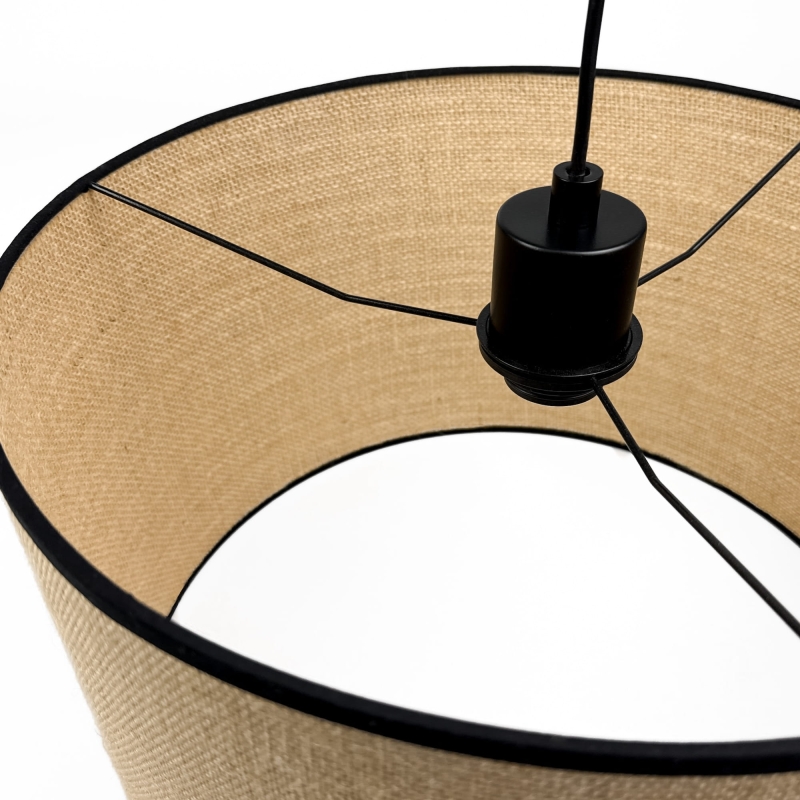 Jutowa lampa wisząca z czarnym zawieszeniem TELA BLACK II - detal