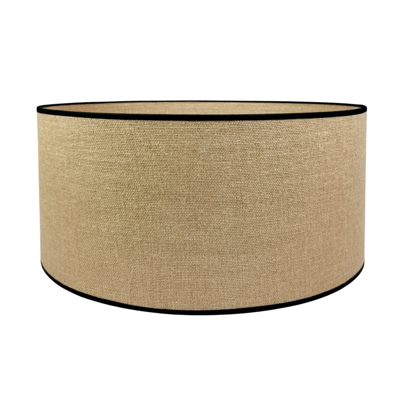 Jutowy abażur z czarną lamówką walec 50 cm TELA BLACK