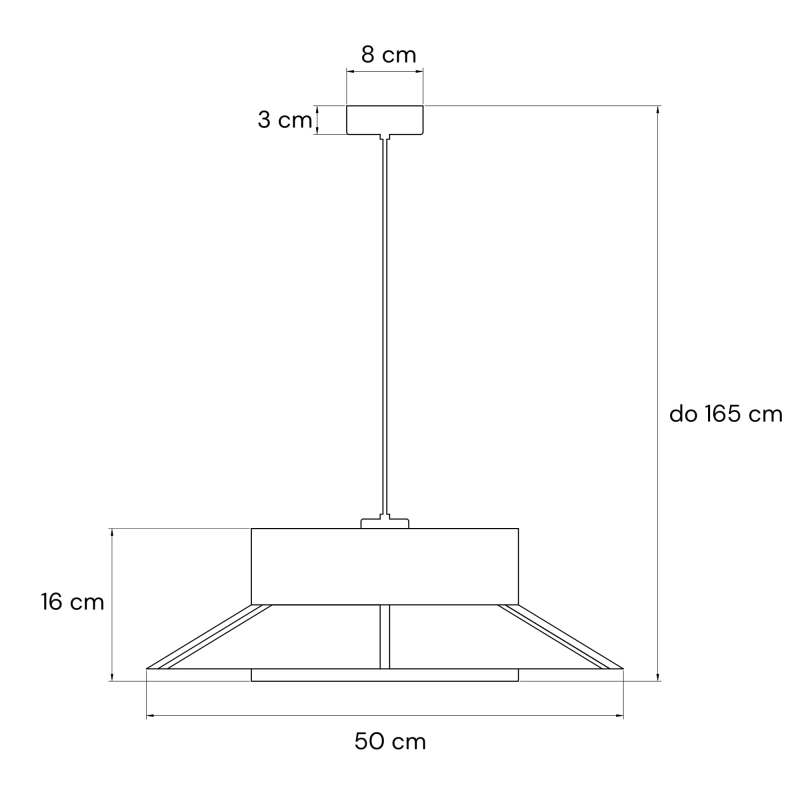 Biało-czarna lampa wisząca ONVI I - rysunek