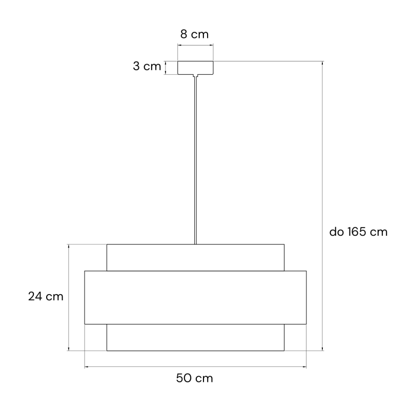 Biało-czarna lampa wisząca ONVI III - rysunek