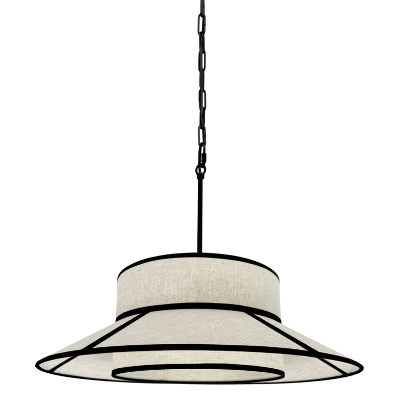 Lniana lampa wisząca na łańcuchu ONVI I len